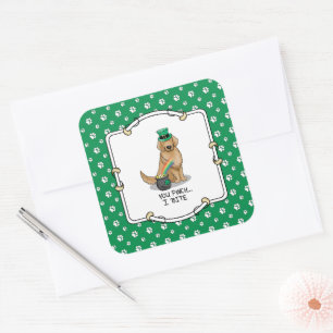 St. Patrick's Day Golden Retriever Dog Square Sticker