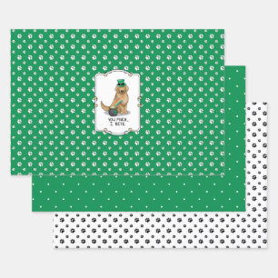 St. Patrick's Day Golden Retriever Dog Wrapping Paper Sheets