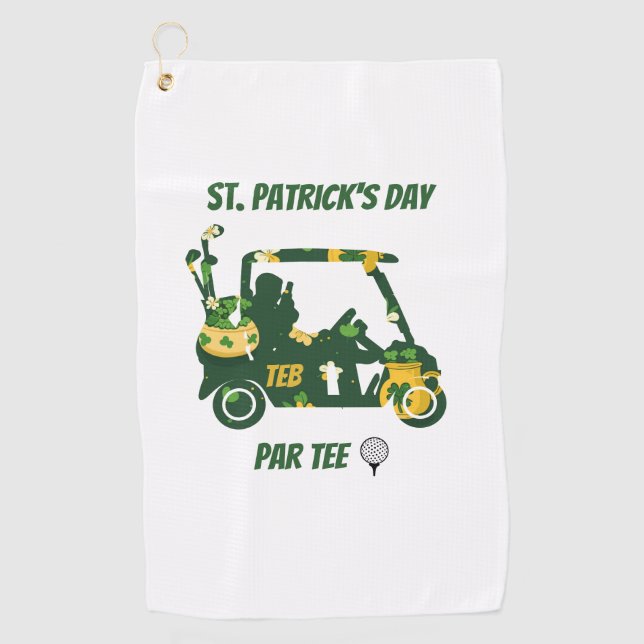 St. Patrick's Day Golf Par Tee Monogramed Golf Towel (Front)