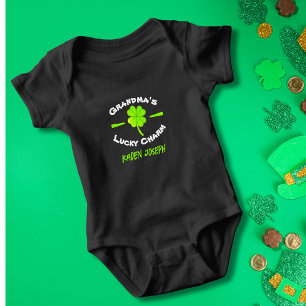 St. Patrick's Day Grandma's Lucky Charm Black Baby Bodysuit