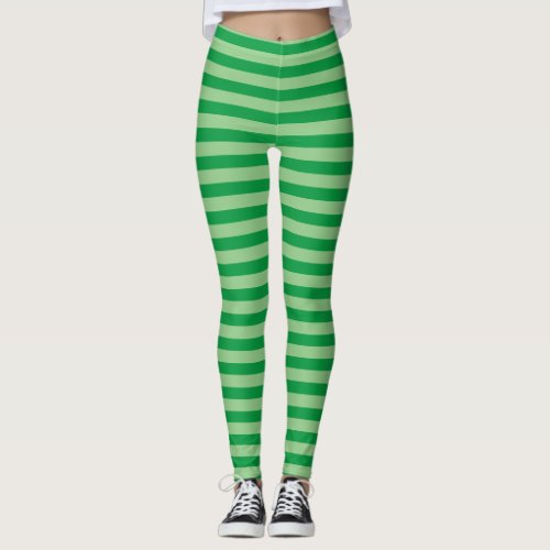 St Patricks Day Green and Light Green Striped  Leggings