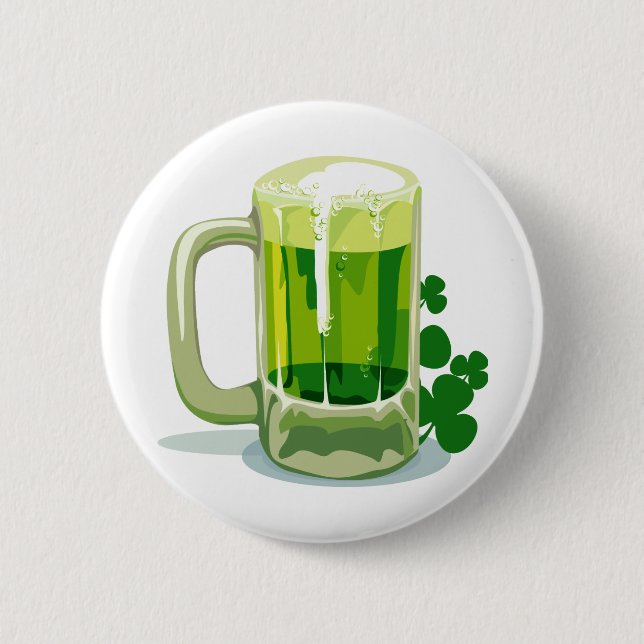 St. Patrick's Day Green Beer Button (Front)