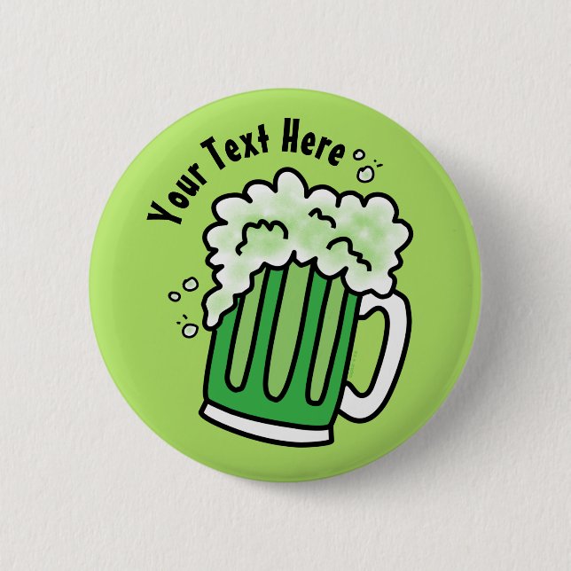 St Patrick's Day Green Beer Button (Front)