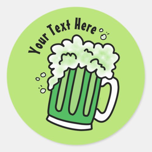 St Patricks Day Green Beer Classic Round Sticker