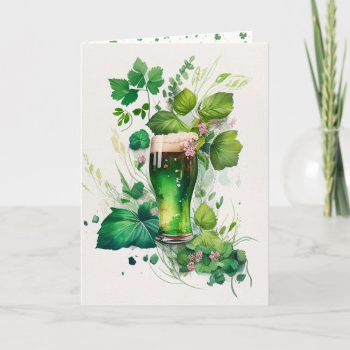 St Patricks Day Green Beer In Ivy  Card