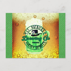 St Patricks Day Green Beer Lucky Spirits Irish Postcard