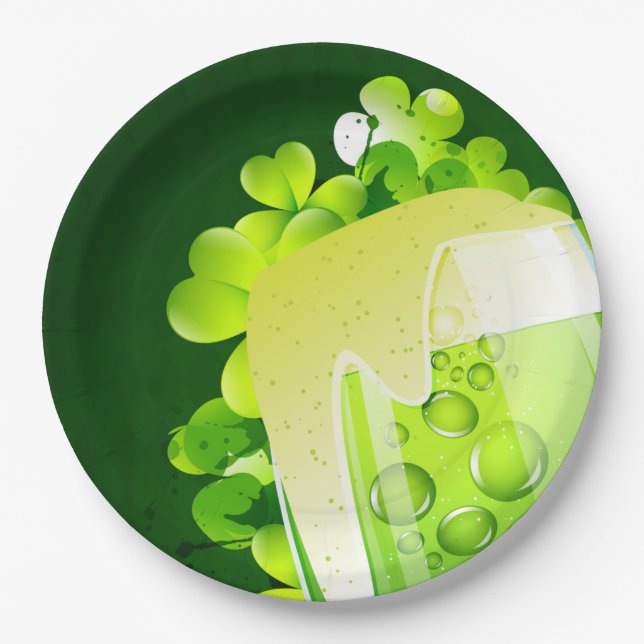 St. Patrick's Day Green Beer Paper Plates (Front)