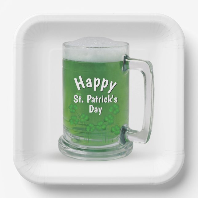 St. Patrick's Day Green Beer  Paper Plates (Front)