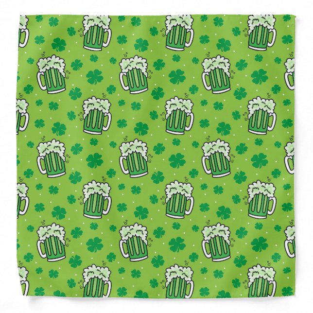 St Patrick's Day Green Beer Pattern Bandana (Front)
