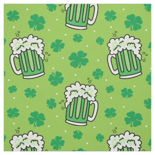 St Patrick's Day Green Beer Pattern Fabric
