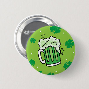 St Patrick's Day Green Beer Pattern Pinback Button