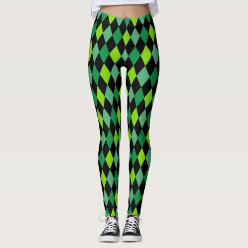 St Patricks Day Green Black Pattern Fun Leggings