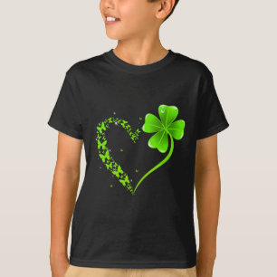 St Patricks Day Green Butterfly Shamrock Heart Wom T-Shirt