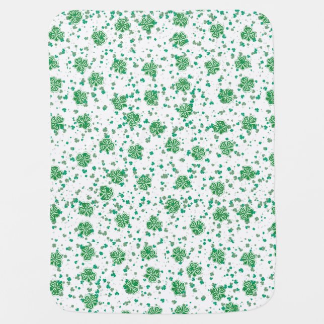 St. Patrick's Day, Green Celtic Shamrock Baby Blanket (Front)