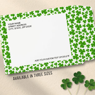 St. Patrick's Day Green Clover Custom Address Text Envelope Mailers