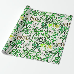 St Patrick's Day Green Clover Field Wrapping Paper
