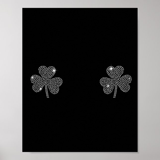 St Patricks Day Green Clover Irish Shamrock Breast Poster (Front)