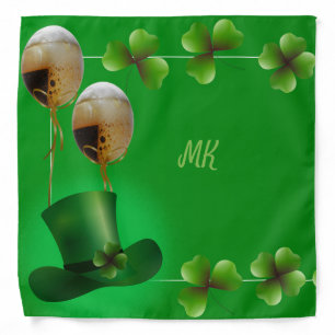 St. Patrick's Day Green Clover & Leprechaun Hat Bandana
