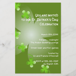 St Patrick's Day green clover party event small Flyer