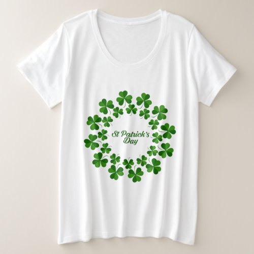 StPatricks Day Green Clover  Plus Size T_Shirt