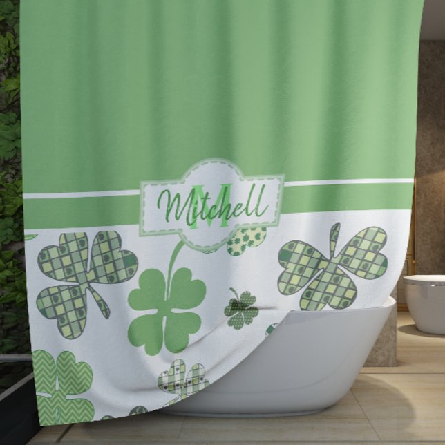 St Patrick's Day Green Clover Shower Curtain (St Patrick's Day Green Clover Shower Curtain)