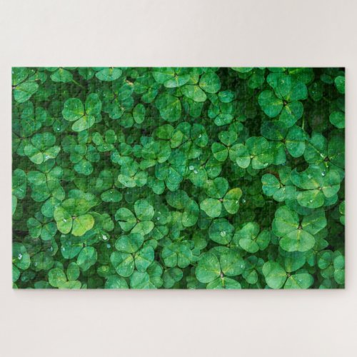 St Patricks Day Green Clovers Jigsaw Puzzle