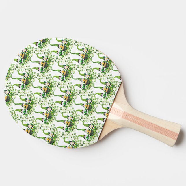St Patricks Day Green Clovers Old Leprechaun Ping Pong Paddle (Side)