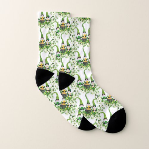 St Patricks Day Green Clovers Old Leprechaun Socks
