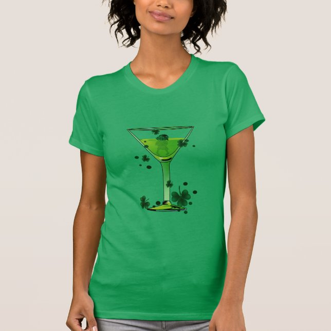 St Patricks Day Green Cocktail w Leprechaun Tshirt (Front)