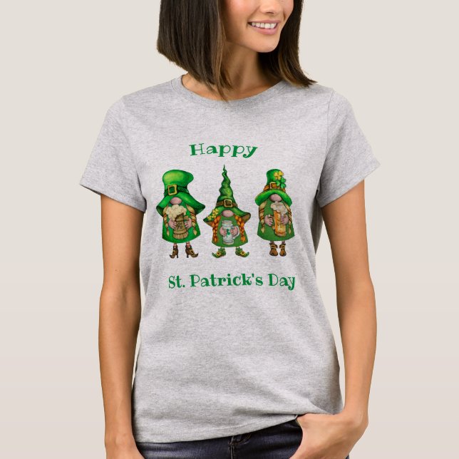 St. Patrick's Day Green Girl Gnomes T-Shirt (Front)