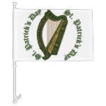 St. Patrick&#39;s Day &amp; Green Gold Harp - Car Flag at Zazzle