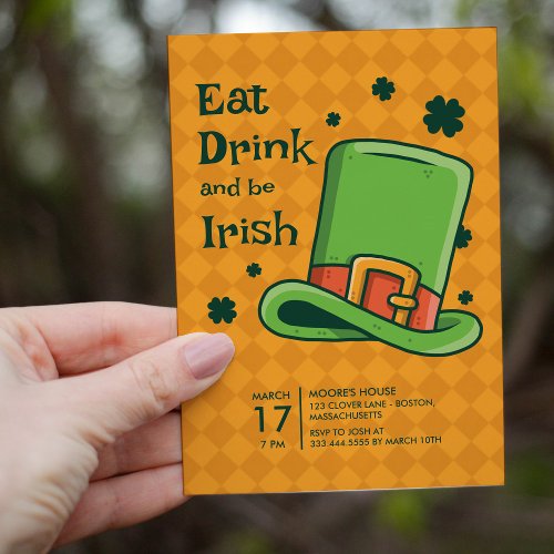 St Patricks Day Green Hat Invitation Card