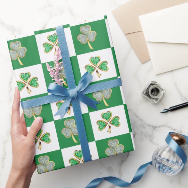 St. Patrick's Day Green Hat Shamrock Vine Irish Wr Wrapping Paper (Gifting)