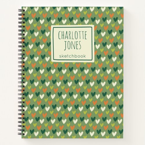 St Patricks Day Green Hearts Personalized Drawing Notebook