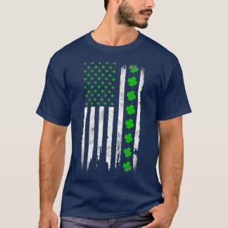 St Patricks Day Green IRISH American Flag T-Shirt