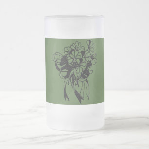 St. Patrick's Day Green Irish Shamrock Bouquet  Frosted Glass Beer Mug