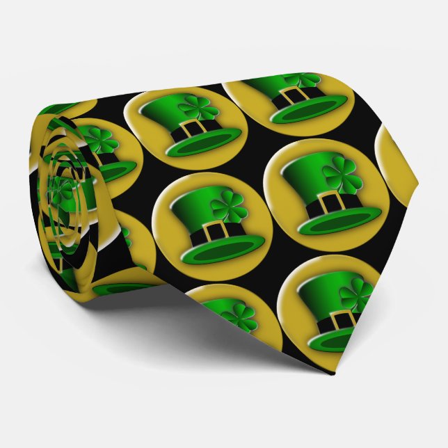 St Patrick's Day Green Leprechaun Hat Neck Tie (Rolled)