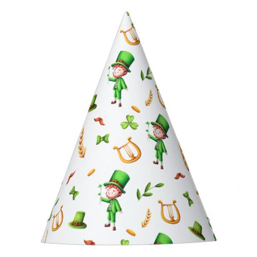 St Patricks Day Green Leprechaun Pattern Irish Party Hat