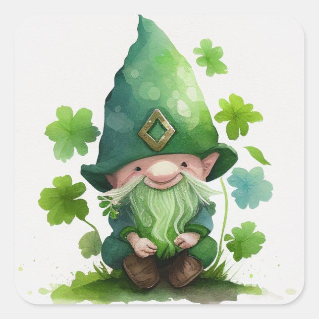 St. Patrick's Day Green Leprechaun  Square Sticker (Front)