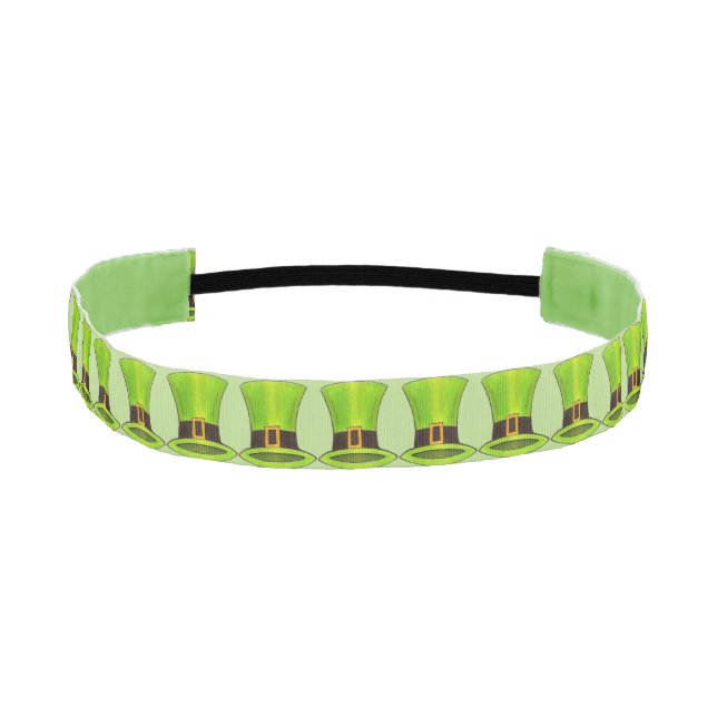 St. Patrick's Day Green Leprechaun Tophat Top Hat Athletic Headband (Front)