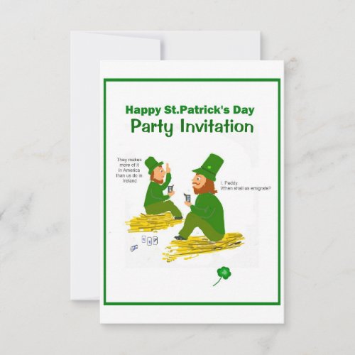 StPatricks Day Green Leprechauns RSVP Invitation
