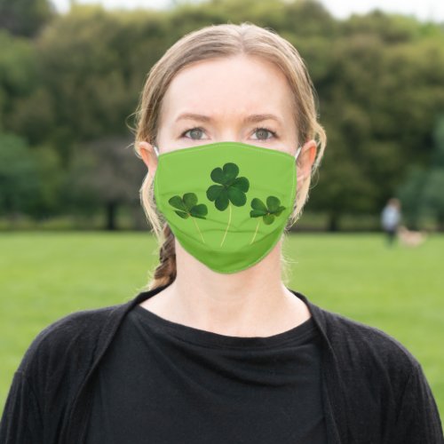 St Patricks Day Green Lucky Shamrocks Adult Cloth Face Mask