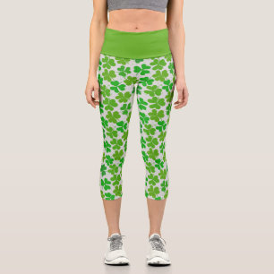 St Patrick's Day green lucky Shamrocks Capri Leggings