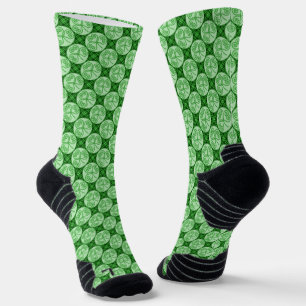 St. Patrick's Day Green Plaid Shamrock Pattern Socks