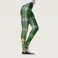 St. Patrick's Day Green Plaid Tartan Pot of Gold Leggings