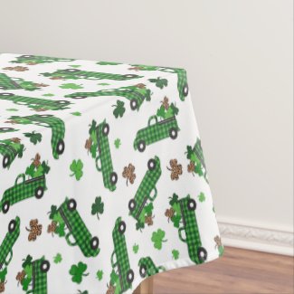 St Patricks Day Green Plaid Truck Clover Leaf 