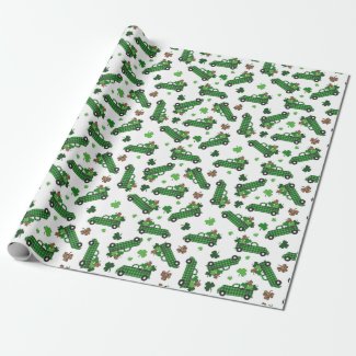 St Patricks Day Green Plaid Truck Clover Leaf 