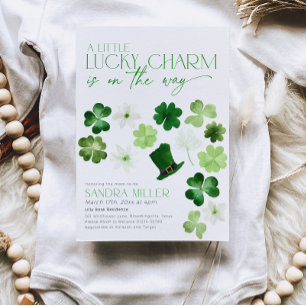 St. Patricks Day Green Shamrock Baby Shower Invitation