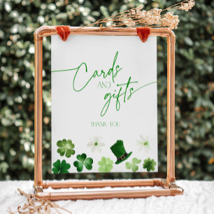 St. Patricks Day Green Shamrock Cards and Gifts Pedestal Sign