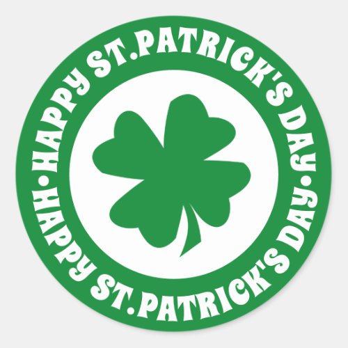 St Patricks Day Green Shamrock Classic Round Sticker